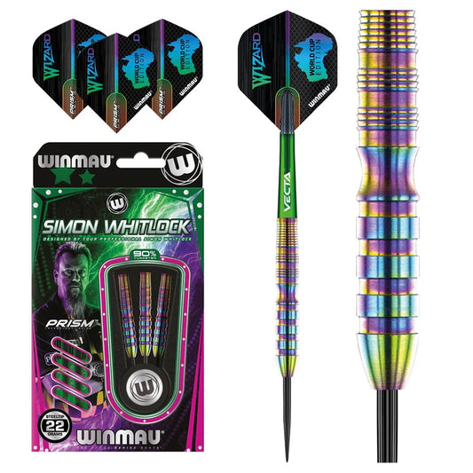 Winmau Simon Whitlock 90% Tungsten World Cup Rainbow SE Edition Steel Tip Darts