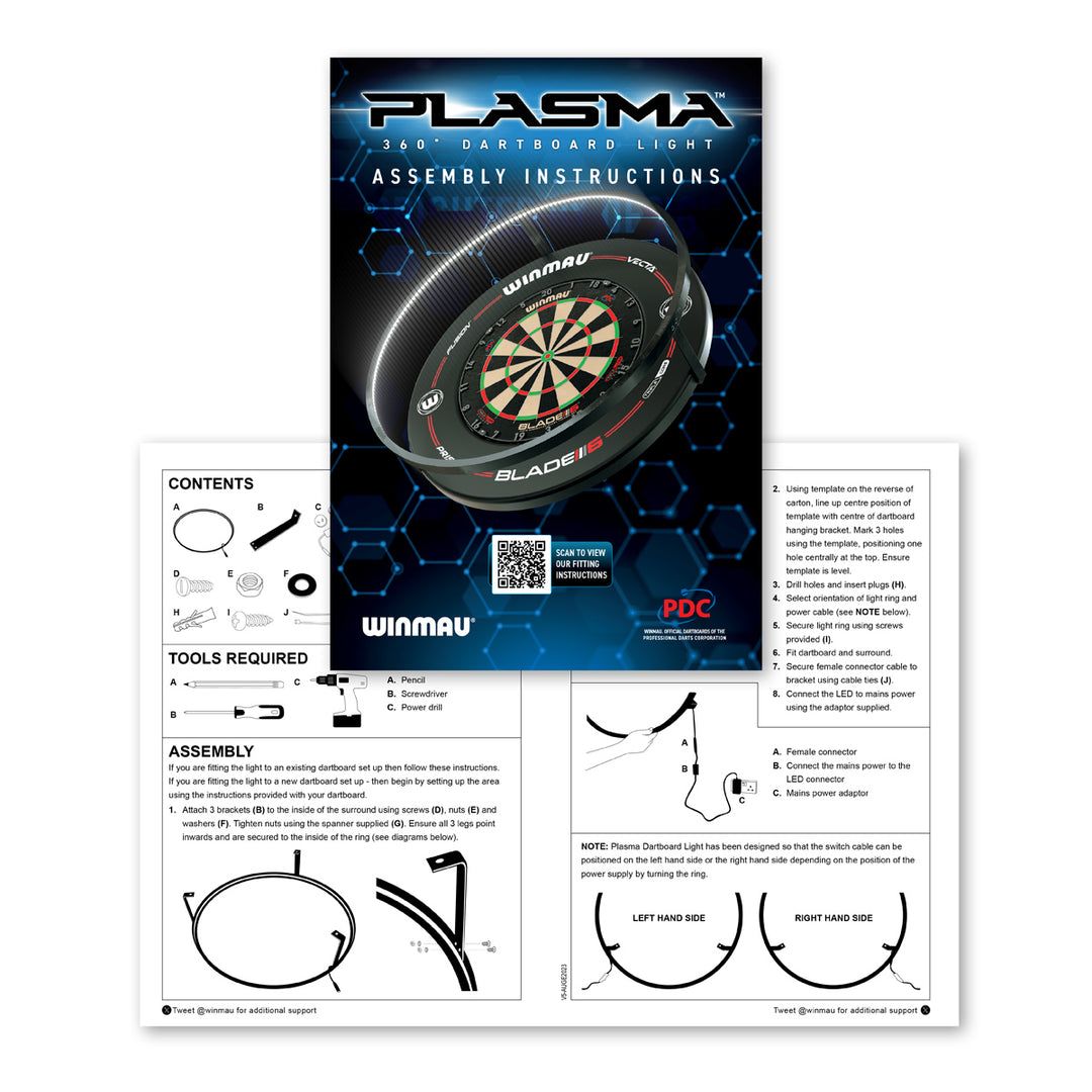 Winmau Plasma Dartboard Surround Light & Pro-line Original Black Surround Bundle