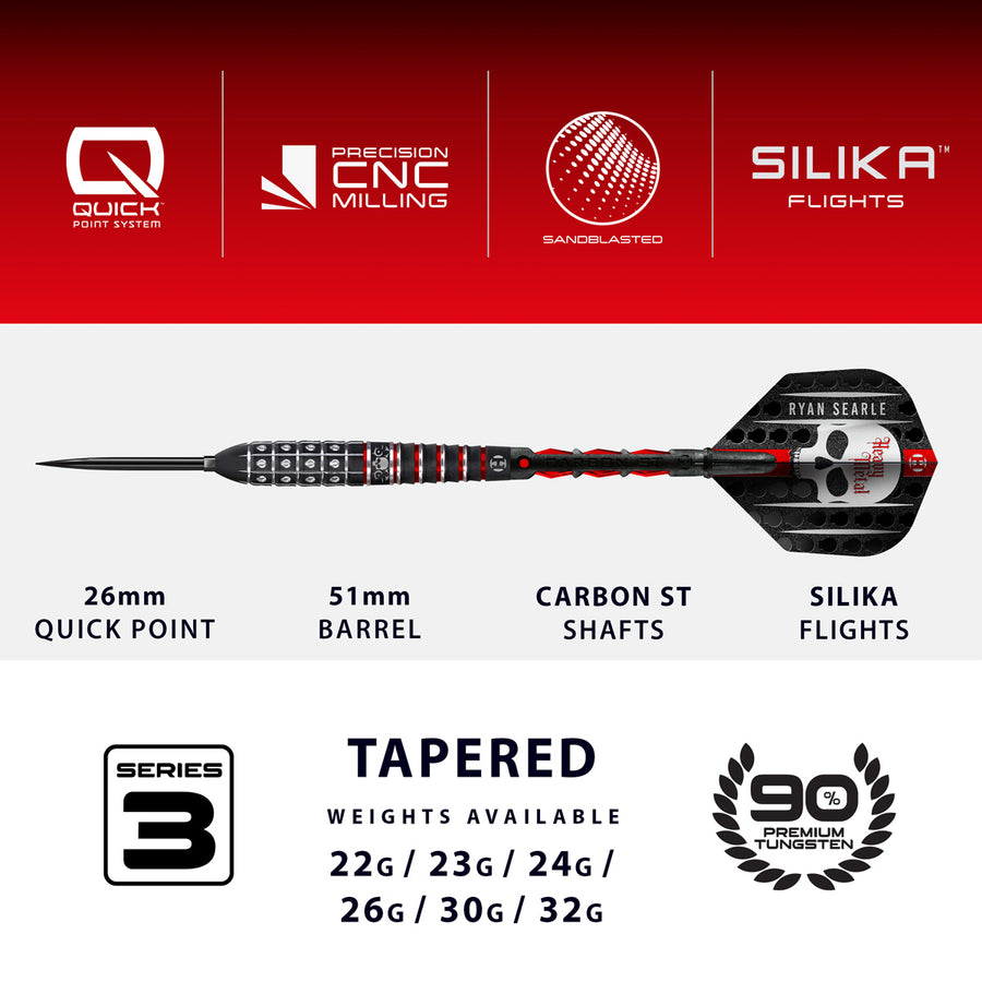 Harrows Ryan Searle Series 3 90% Tungsten QP Steel Tip Darts