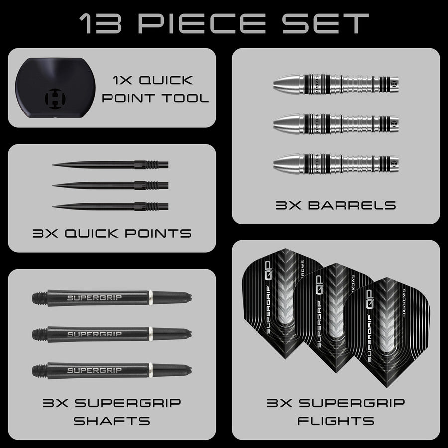 Harrows Supergrip Bomb 90% Tungsten QP Steel Tip Darts