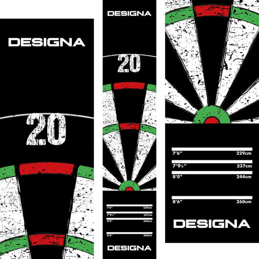 Designa Dartboard 20 Design Carpet Mat - Non-Slip Back - 290cm X 60cm