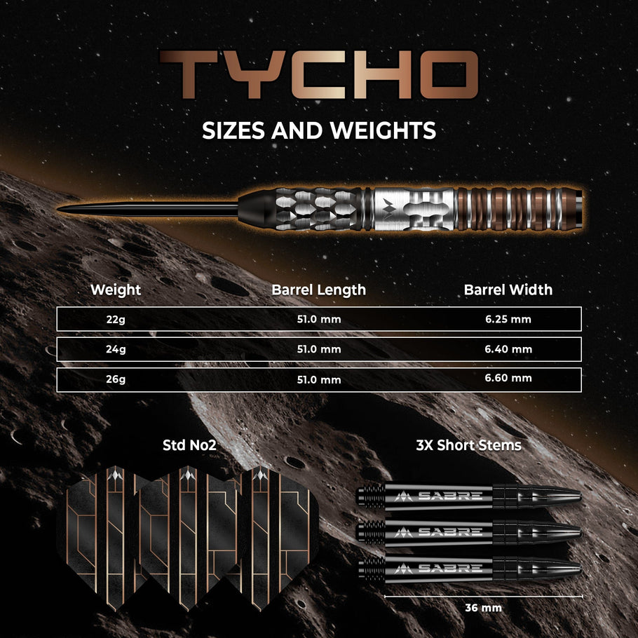 Mission Tycho Darts - Steel Tip - 95% Tungsten - Black & Bronze PVD