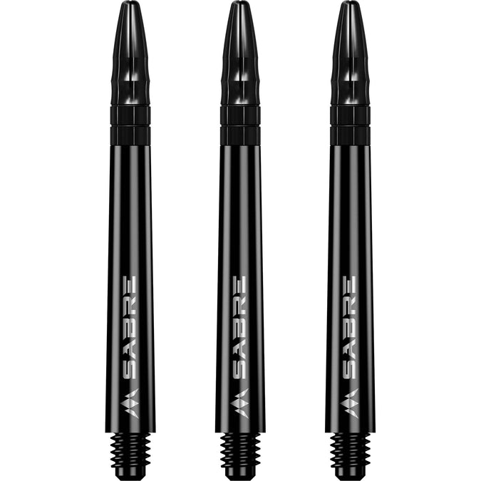 Mission Sabre Shafts - Polycarbonate Dart Stems - Black - Black Top