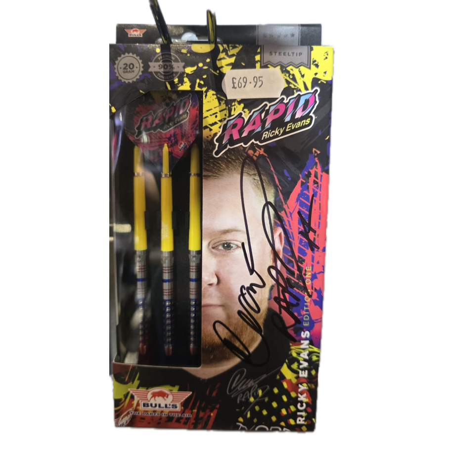 Bulls Ricky Evans Darts (SIGNED) - Steel Tip - 90% - Rapid - Red & Blue