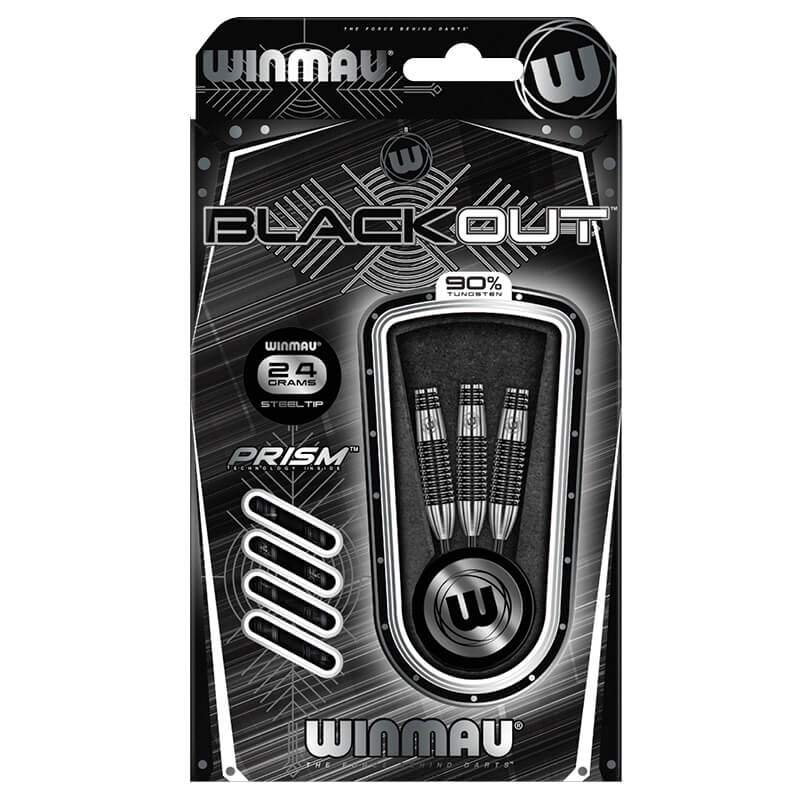 Winmau Blackout 90% Tungsten Steel Tip Darts - Bomb Barrel