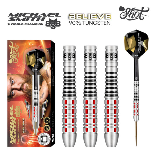 Shot Michael Smith Believe 90% Tungsten Steel Tip Darts