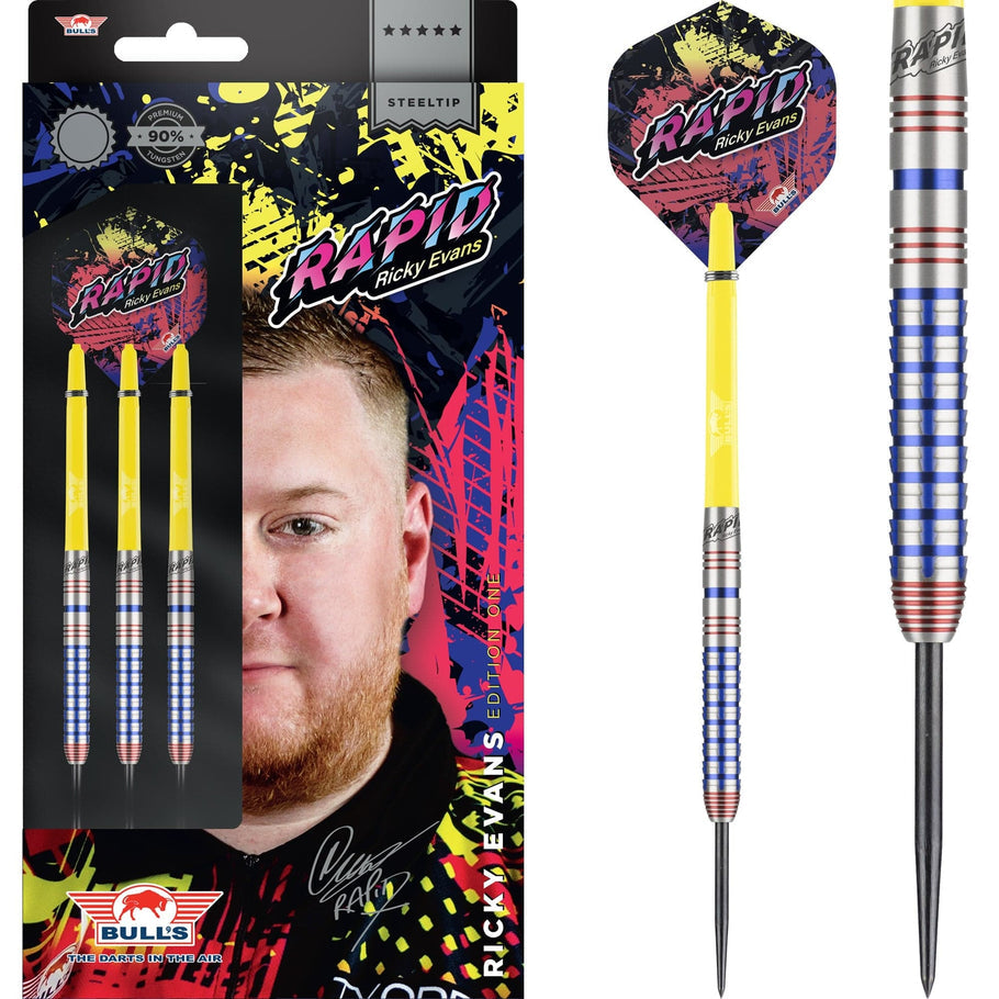 Bulls Ricky Evans Darts (SIGNED) - Steel Tip - 90% - Rapid - Red & Blue