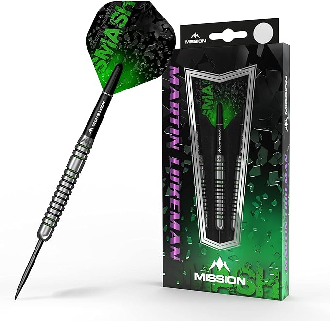 Mission Martin Lukeman Darts - Steel Tip - Black & Green