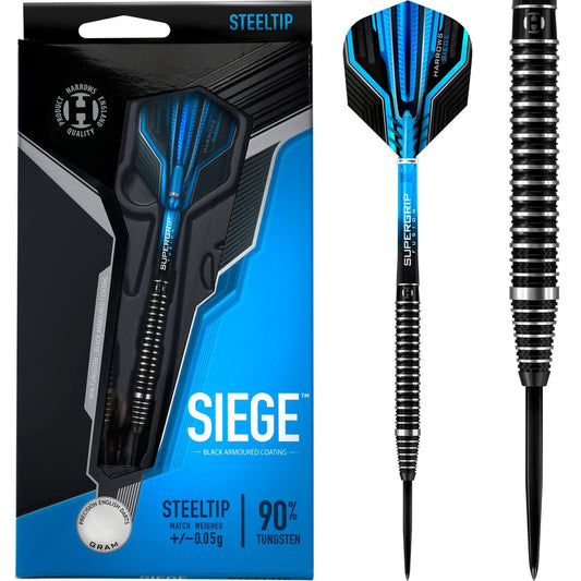 Harrows Siege Darts - Steel Tip - Black & Silver