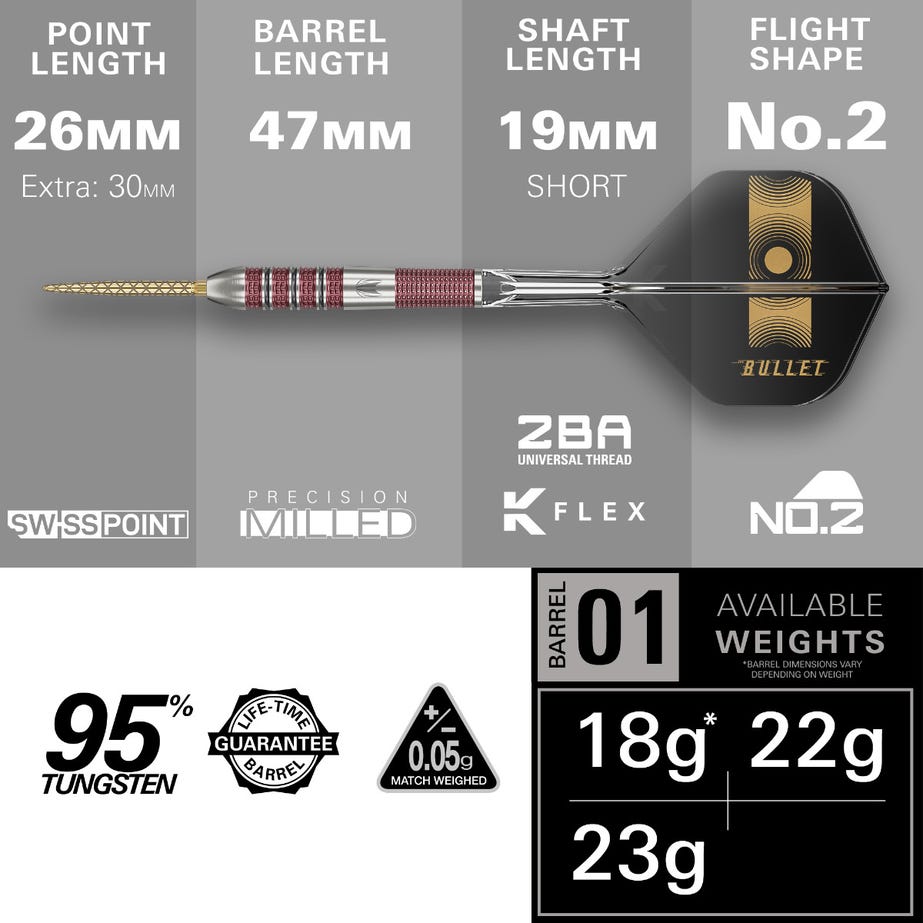 Target Stephen Bunting 95K SP 95% Tungsten Steel Tip Darts