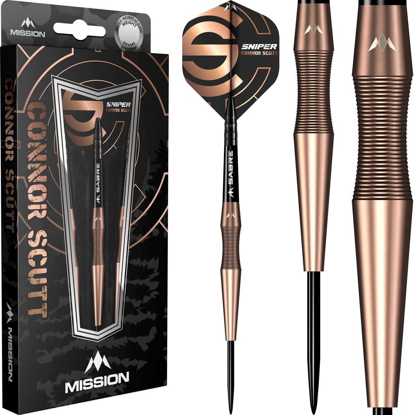 Mission Darts Connor Scutt V2 | Steel Tip | Bronze PVD | Sniper, 90% Tungsten
