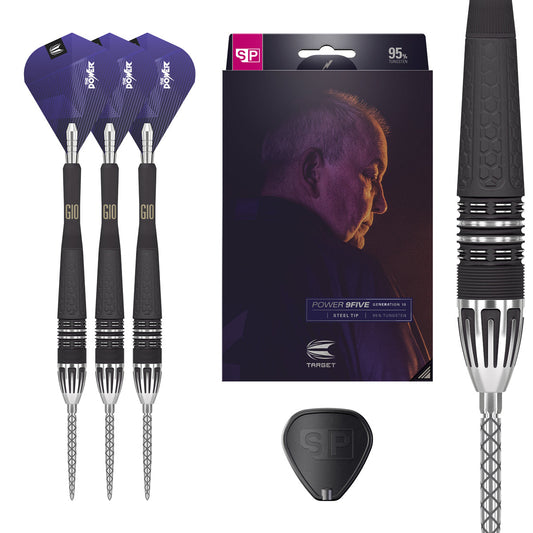 Phil Taylor Power 9five G10 95% Tungsten Swiss Point Steel Tip Darts by Target