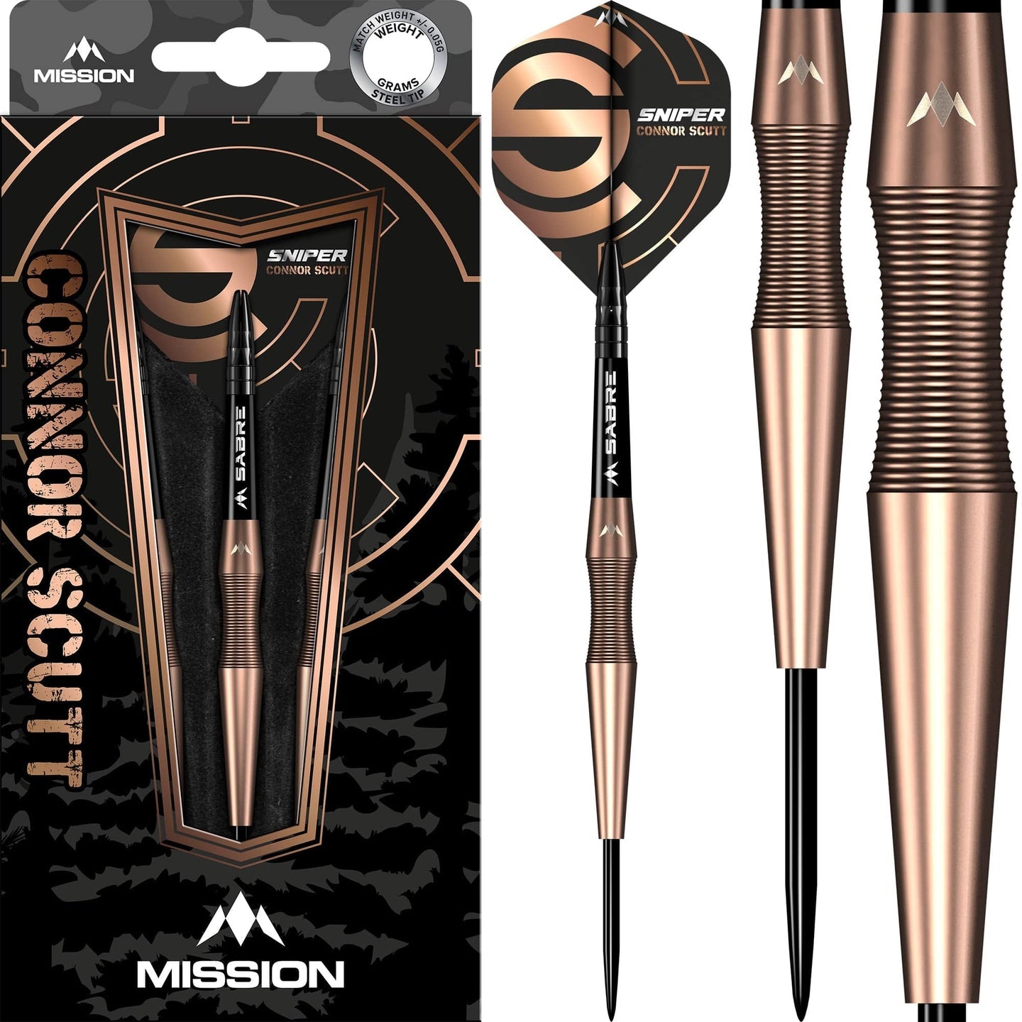 Mission Darts Connor Scutt V2 | Steel Tip | Bronze PVD | Sniper, 90% Tungsten