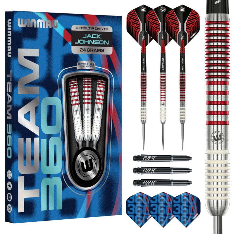Winmau Jack Johnson Team 360 Darts - 90% Tungsten Signature - 24g