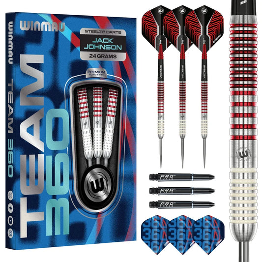 Winmau Jack Johnson Team 360 Darts - 90% Tungsten Signature - 24g