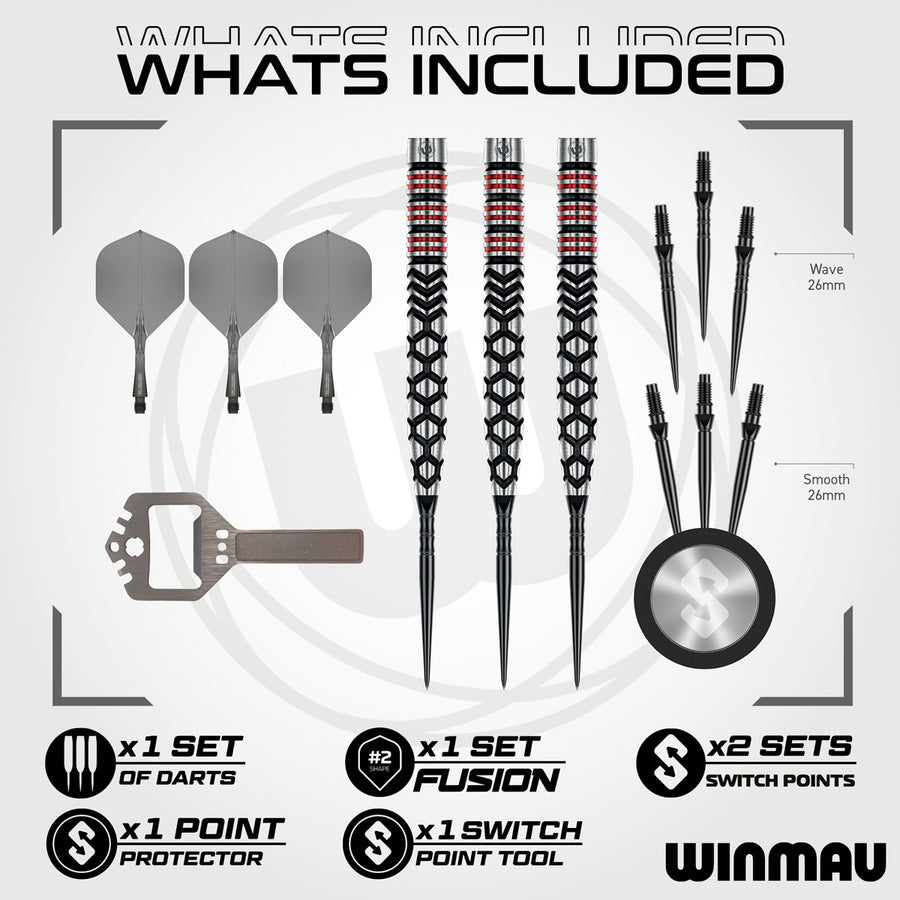 Winmau Fornax Tapered 90% Tungsten Switch Point Steel Tip Darts