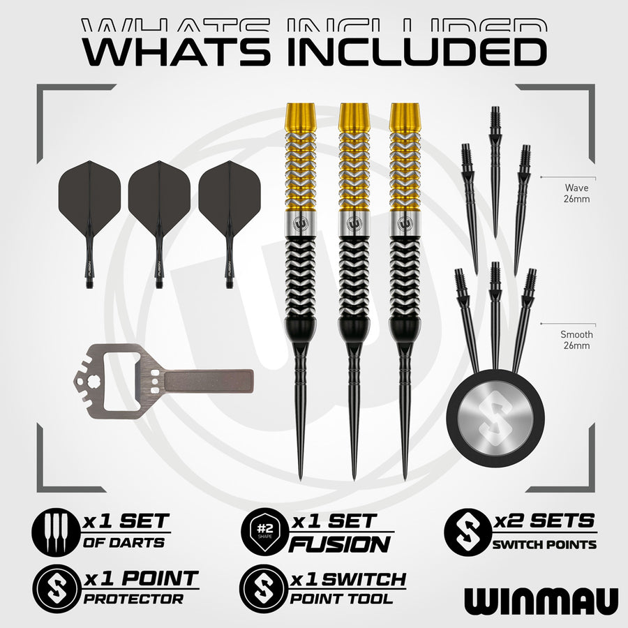 Winmau Exion Parallel 90% Tungsten Switch Point Steel Tip Darts