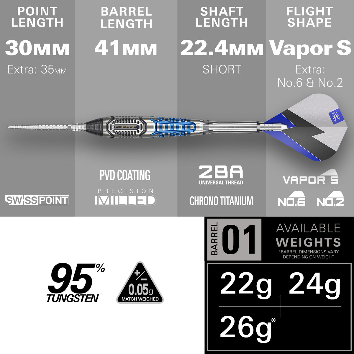 Phil Taylor Power Chrono SP Steel Tip Darts 2026