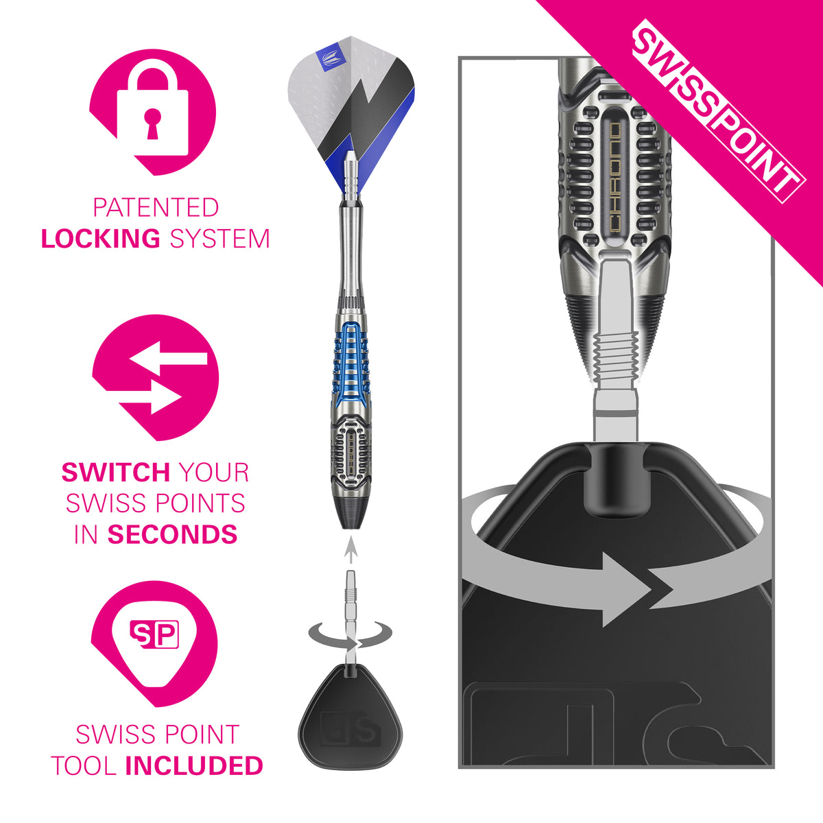 Phil Taylor Power Chrono SP Steel Tip Darts 2026