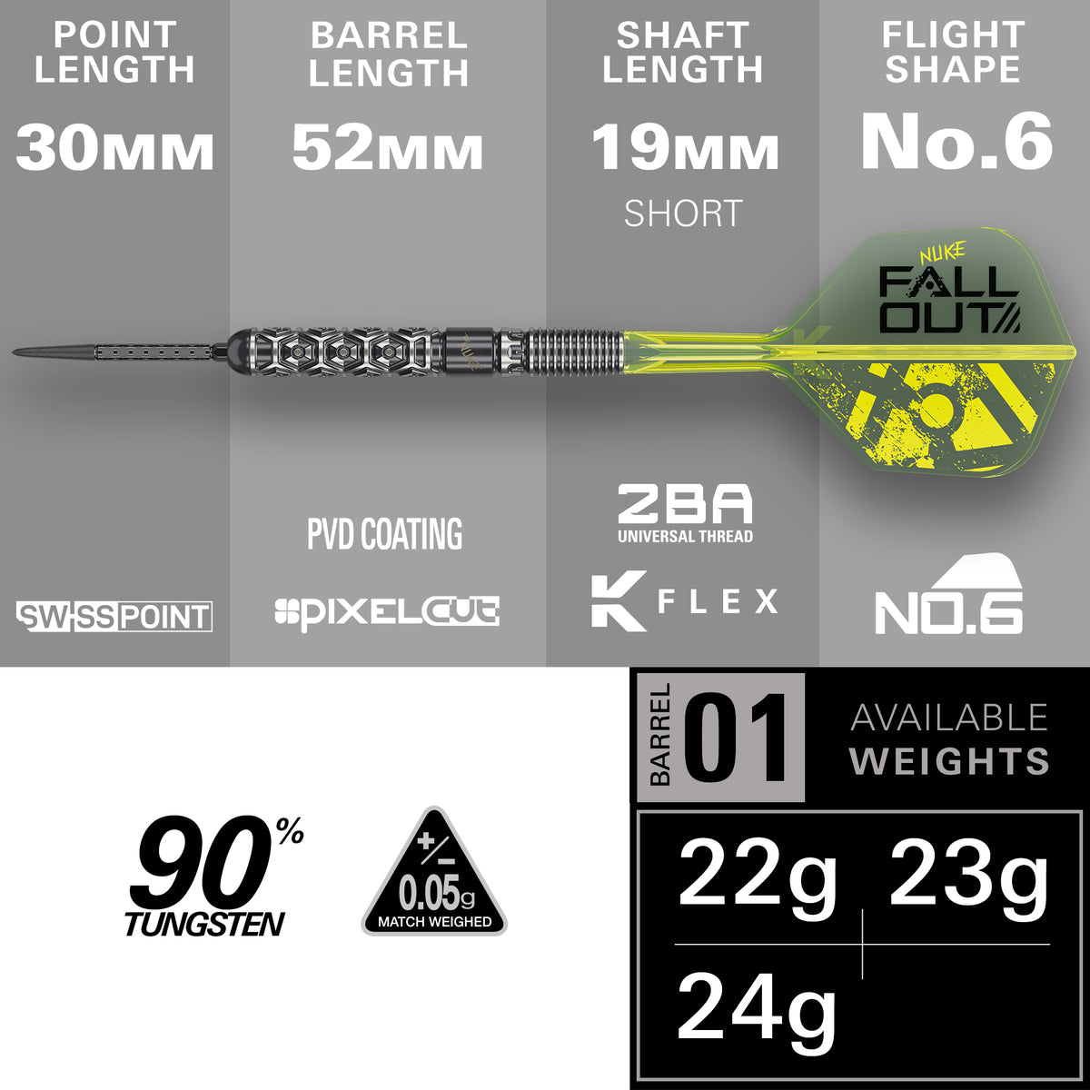 Luke Littler Nuke Fallout 90% SP Steel Tip Darts 2026