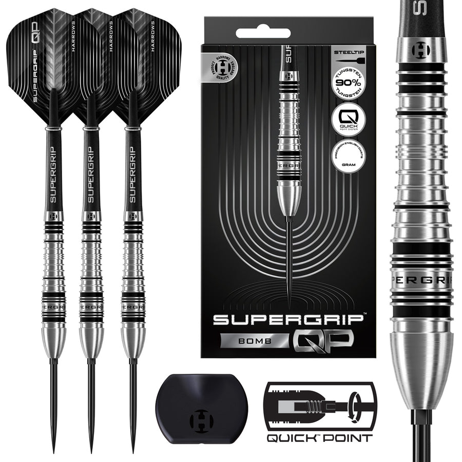 Harrows Supergrip Bomb 90% Tungsten QP Steel Tip Darts