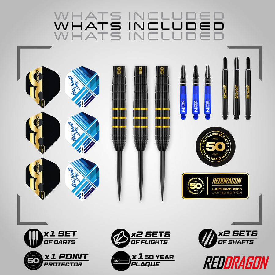 Red Dragon Luke Humphries 50 Years Limited Edition 90% Tungsten Steel Tip Darts