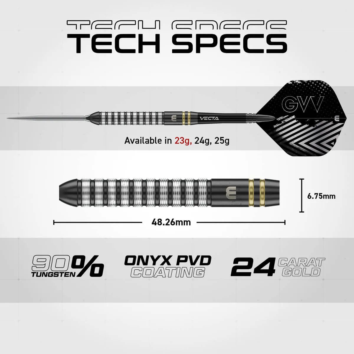 Winmau Gian van Veen TS SP 90% Tungsten Steel Tip Darts
