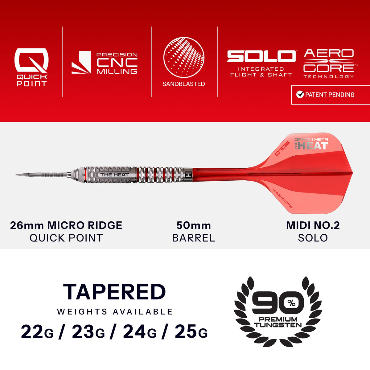 Damon Heta Geo 90% Tungsten Quick Point Darts