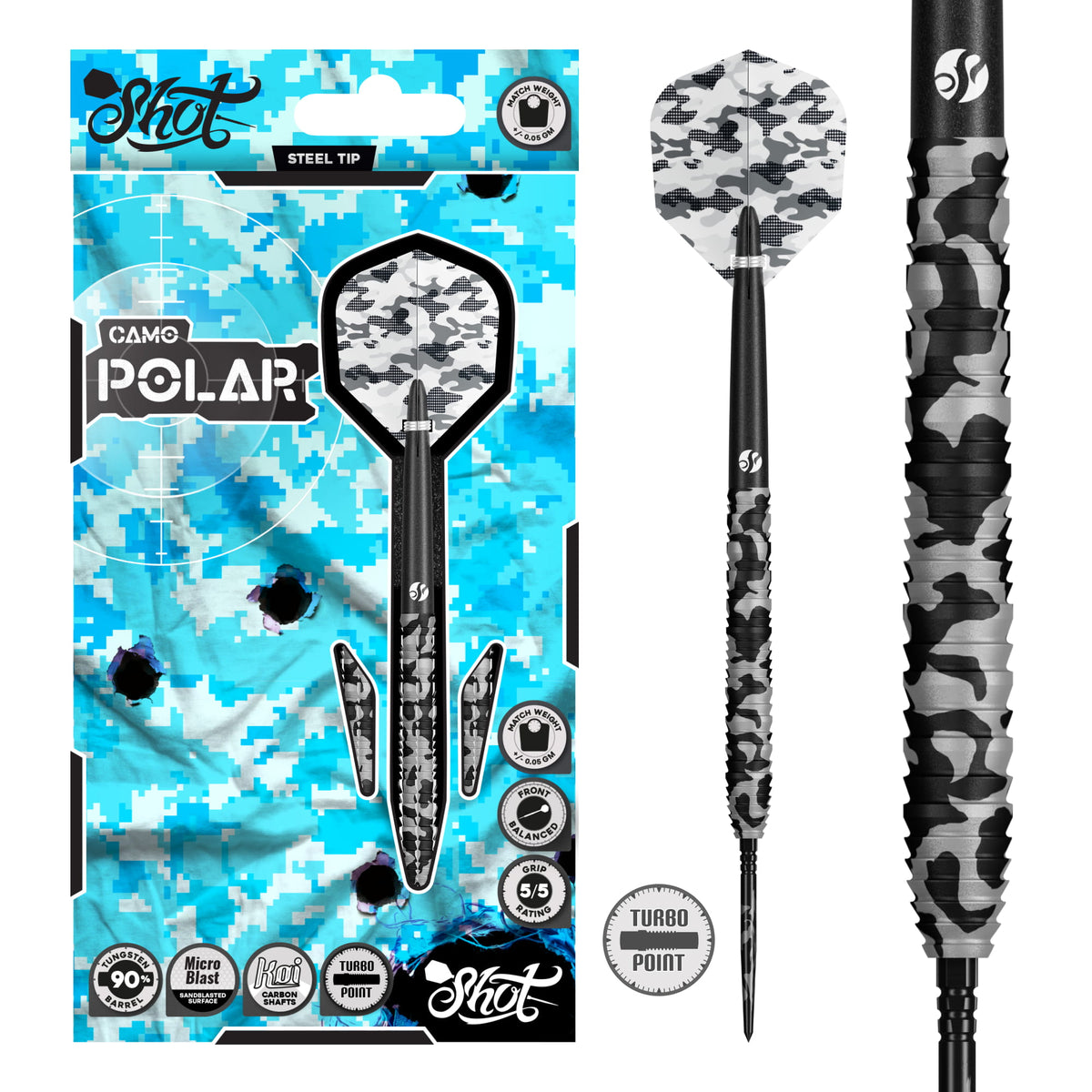 Camo Polar Steel Tip Dart Set-90% Tungsten Barrels