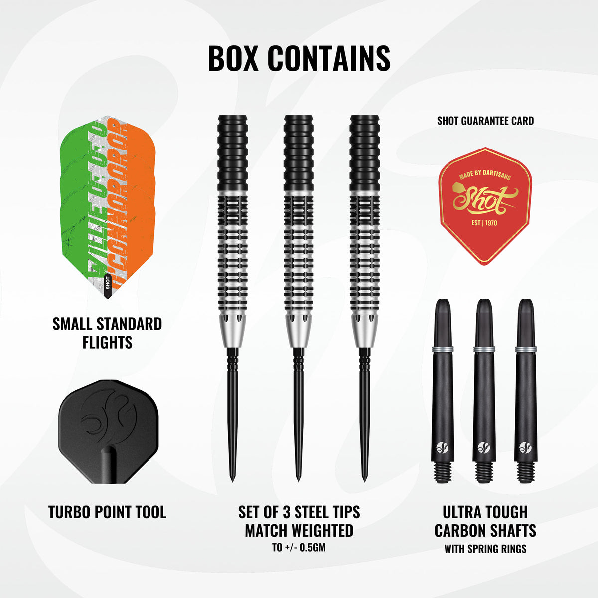 Shot Pro Series Willie O'Connor Magpie Steel Tip Dart Set-90% Tungsten Barrels