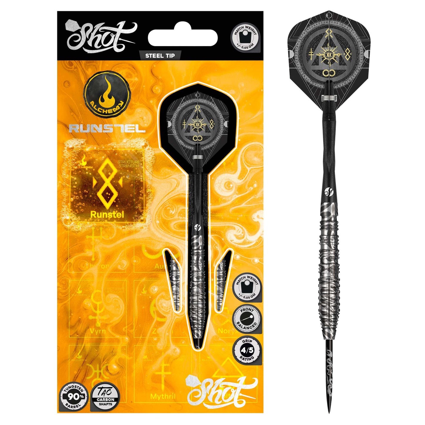 Alchemy Runstel Steel Tip Dart Set-90% Tungsten Barrels