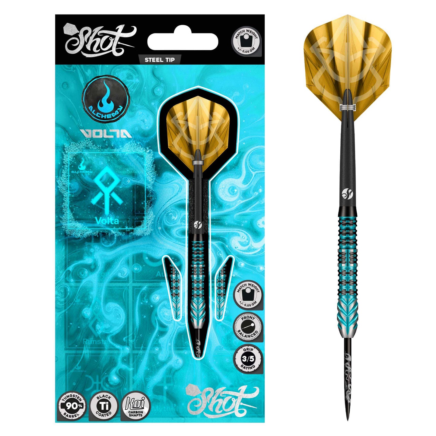 Alchemy Volta Steel Tip Dart Set-90% Tungsten Barrels