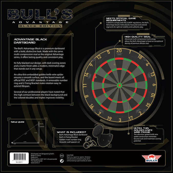 Bull's NL Advantage Black Professional Dartboard
