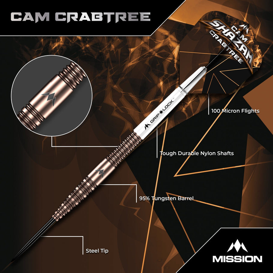 Mission Cam Crabtree Darts Steel Tip 95% Tungsten - V2