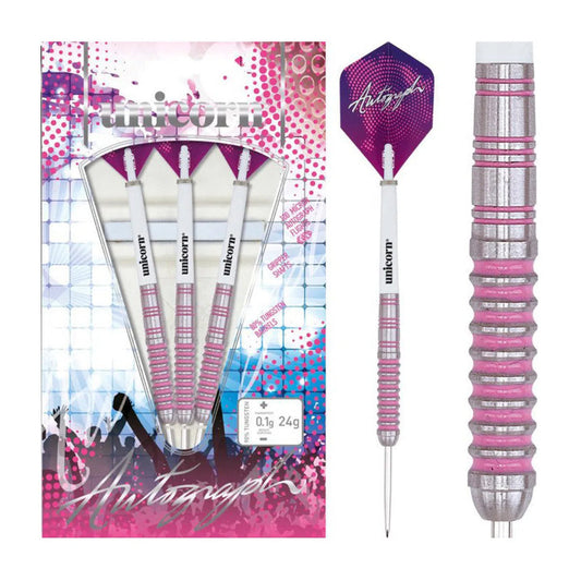 Unicorn Autograph Pink Ringed 80% Tungsten Steel Tip Darts