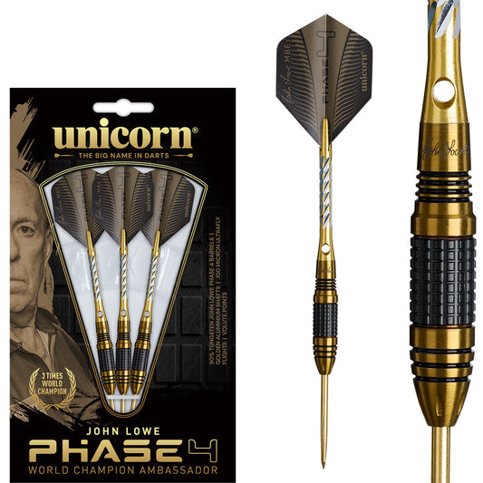 Unicorn John Lowe Phase 4 World Champion 90% Tungsten Steel Tip Darts
