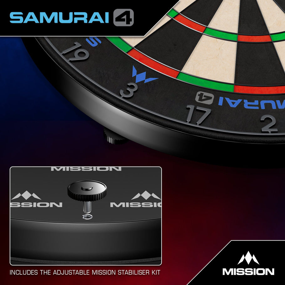 Mission Samurai 4 Dartboard Professional - Knife Wire - Graphite Grey