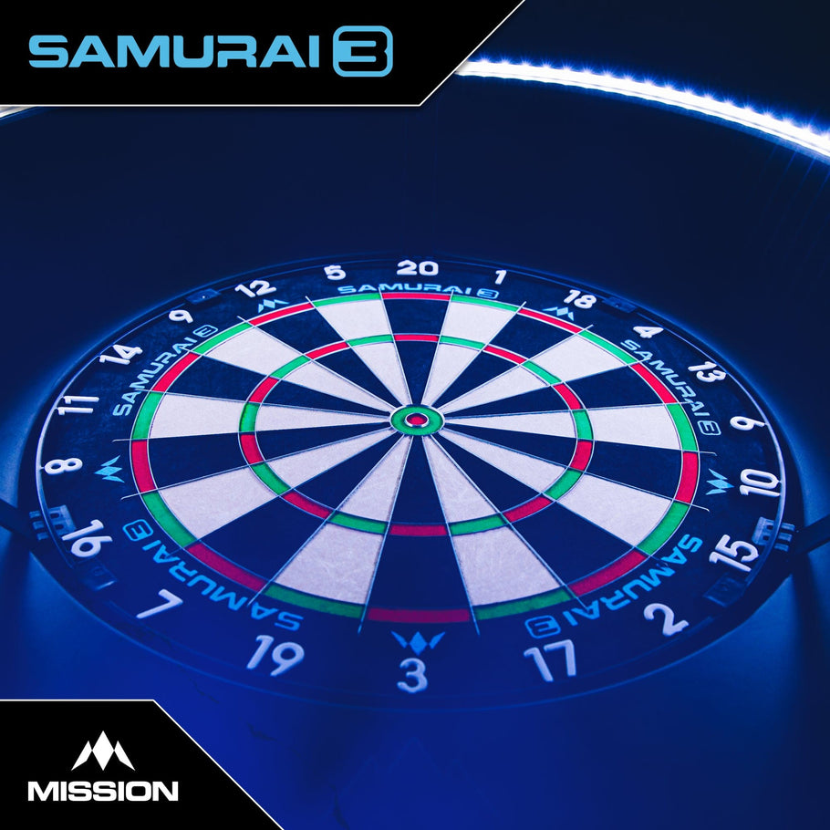 Mission Samurai 3 Dartboard - Professional - Knife Wire - Black Number Ring