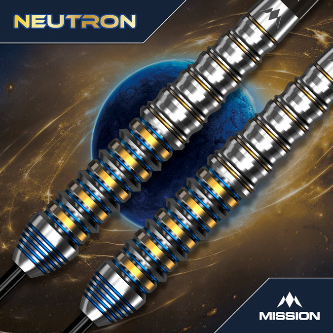 Mission Neutron Darts Steel Tip - 95% Tungsten - Blue & Gold PVD