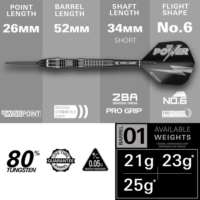 Target Power 8Zero 4 80% Tungsten SP Steel Tip Darts