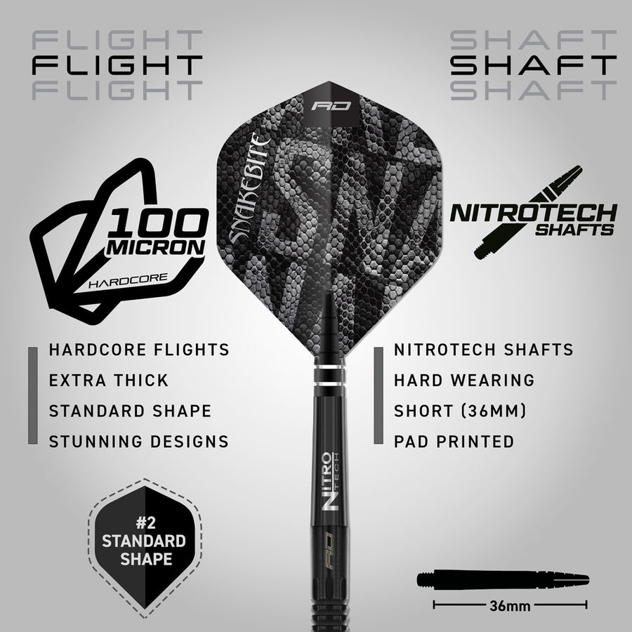 Red Dragon Peter Wright Black Mamba 90% Tungsten Steel Tip Darts