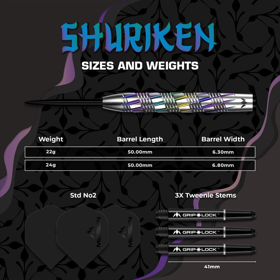 Mission Shuriken Darts Steel Tip - 90% Tungsten