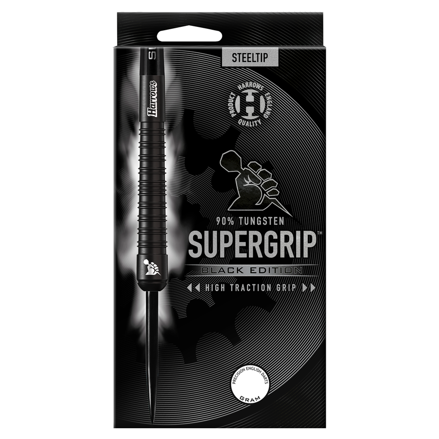 Harrows Supergrip 90% Black Edition Steel Tip Darts