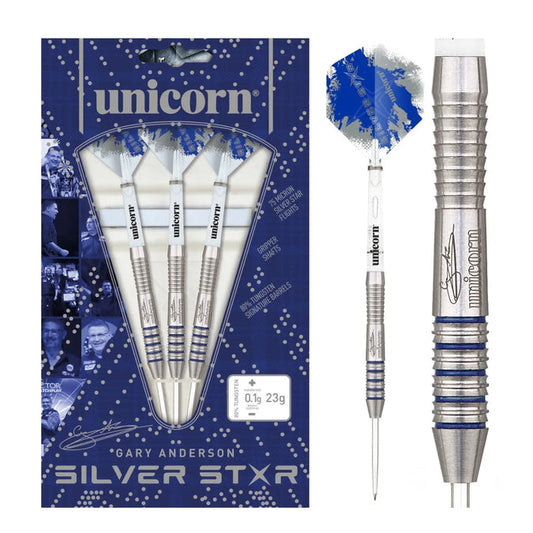 Unicorn Darts Gary Anderson Silver Star P3 80% Tungsten Steel Tip Darts