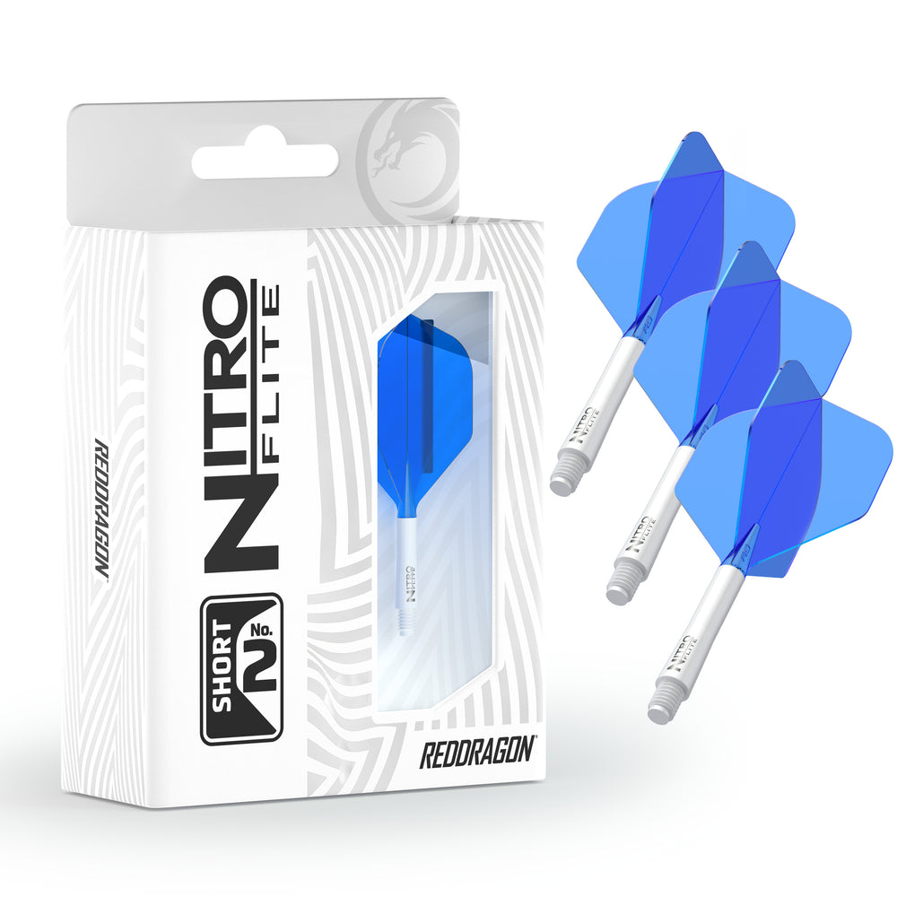 Red Dragon Nitro Flite - Integrated Flight and Shaft White & Blue