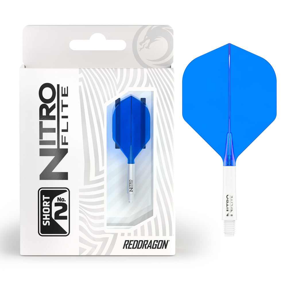 Red Dragon Nitro Flite - Integrated Flight and Shaft White & Blue