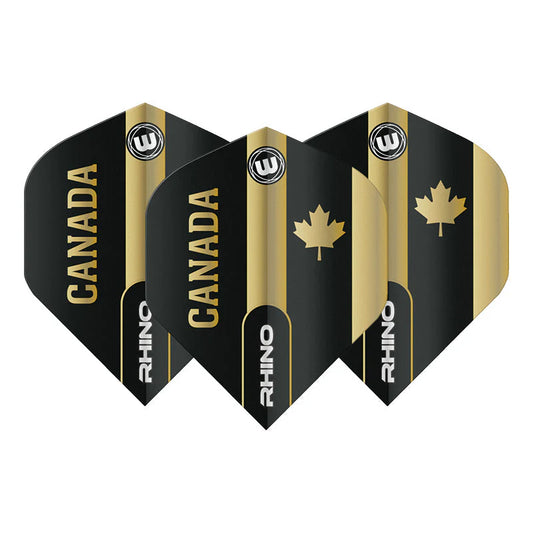 Winmau Flights – Rhino Extra Thick – Black & Gold Flag – Canada