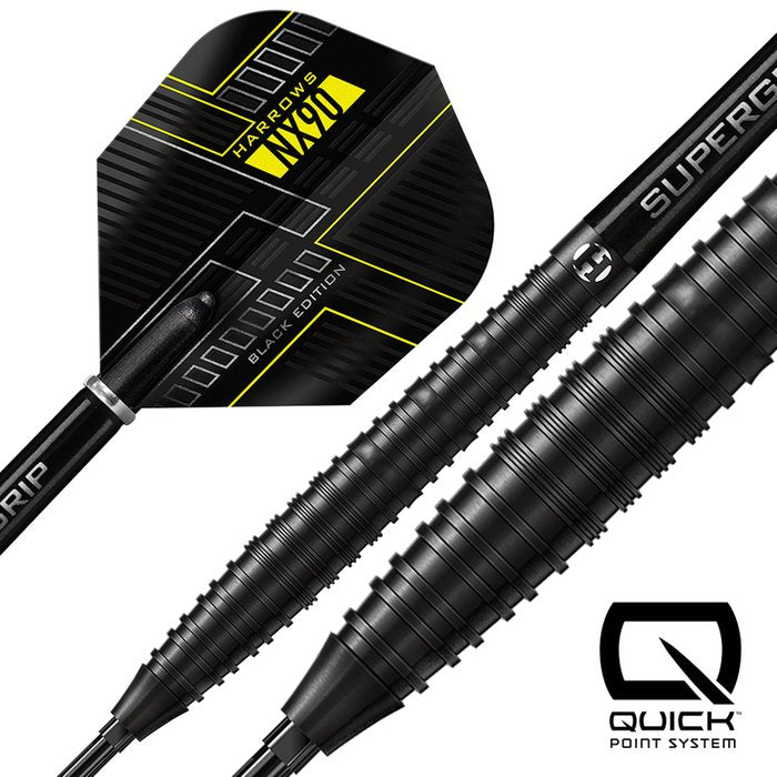 Harrows NX90 Black Quick Point 90% - Steel Tip Darts