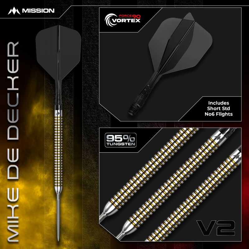 Mission Mike De Decker R2.5 Darts - Steel Tip - 90% Tungsten - V2