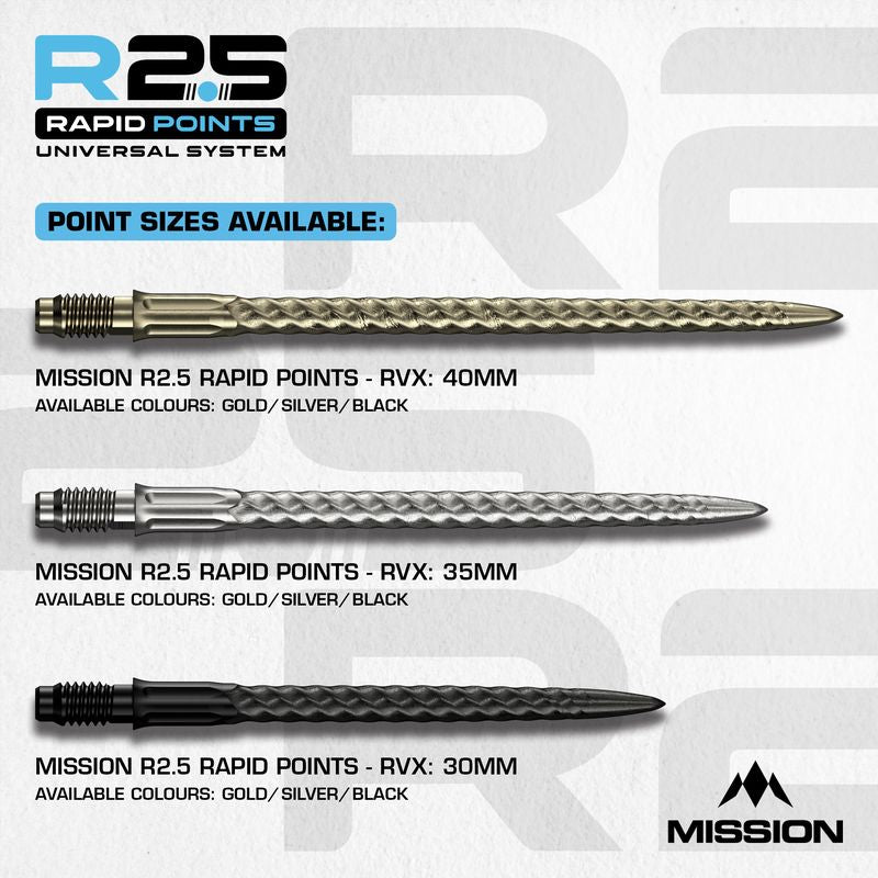 Mission R2.5 Rapid Dart Points - Steel Tip - RVX